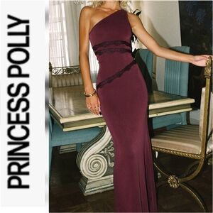 Princess Polly Ultraviolet Lace Trim One-Shoulder Gown